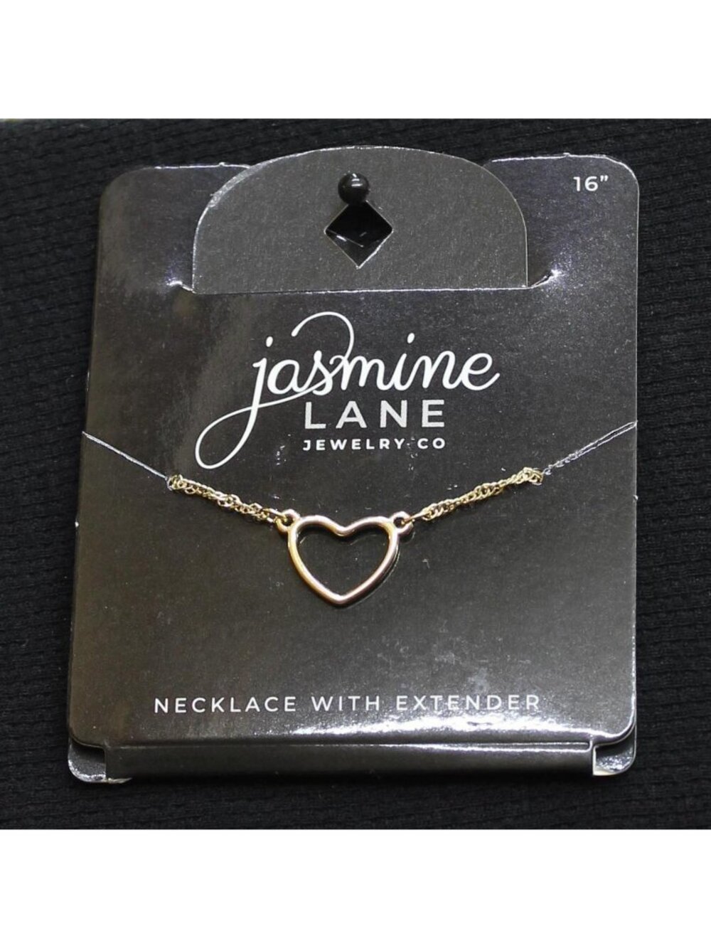 NWT Jasmine Lane Fashion Open Heart Twisted Curb Chain Necklace Gold Yellow 16"
